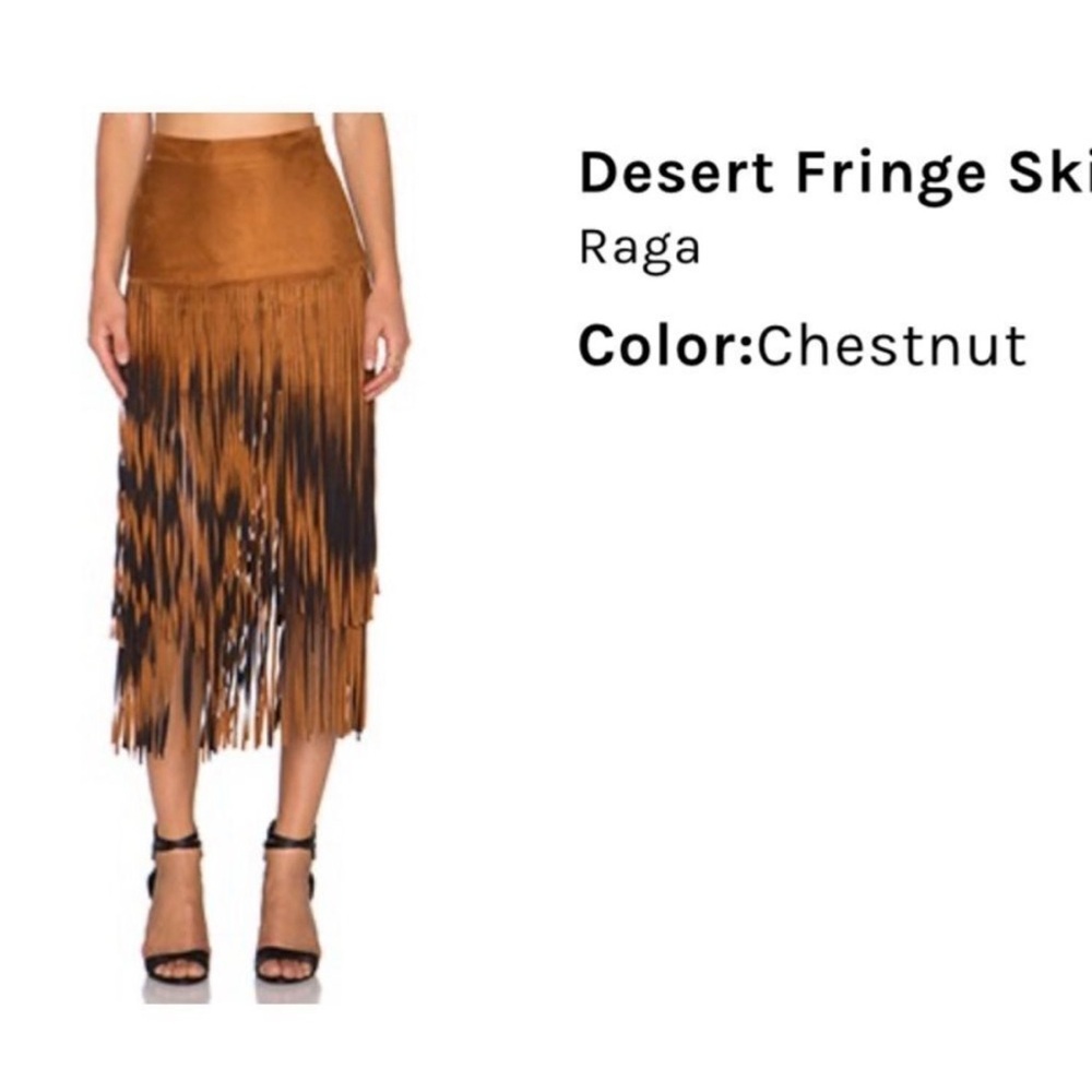 RAGA Asymmetrical Fringe Skirt in Brown and Black - Picture 3 of 3